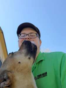 Boise Dog Poop Scooping Company at work and dogs are always around, of course