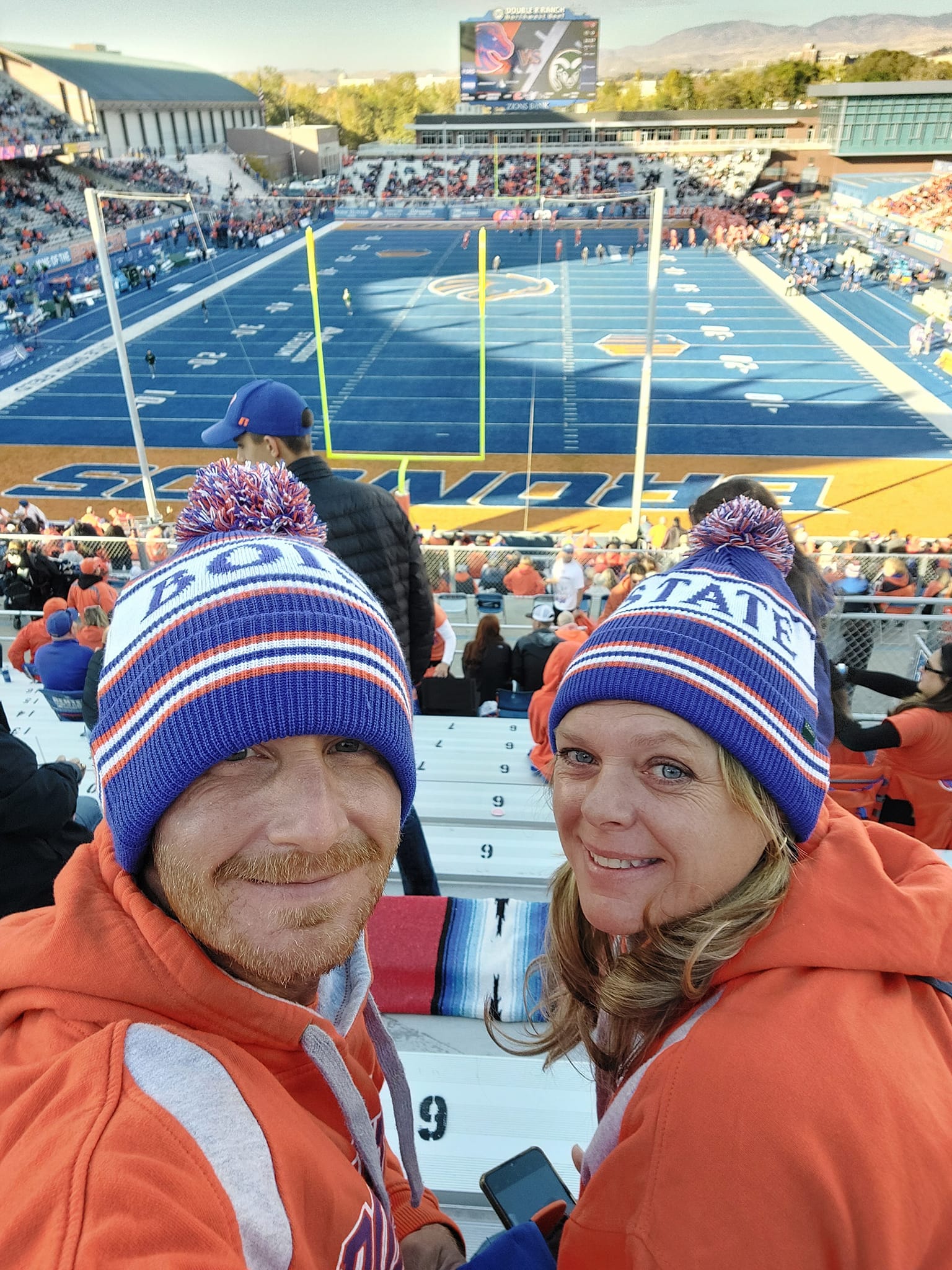 Stephanie & Shawn cheering for the Boise Broncos